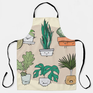 Tablier Ensemble de plantes de maison mignons dans des pot