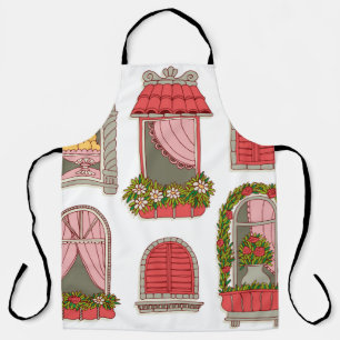 Tablier ensemble d'illustrations avec fenêtres vintages
