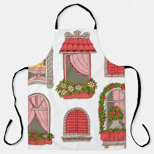 Tablier ensemble d'illustrations avec fenêtres vintages (Recto)
