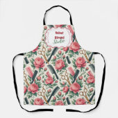 Tablier Entreprise de coiffure Floral Rose Vert (Recto)