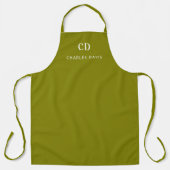Tablier Entreprise de nom de monogramme vert olive (Recto)