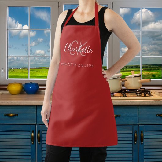 Tablier Entreprise de nom monographique classique rouge