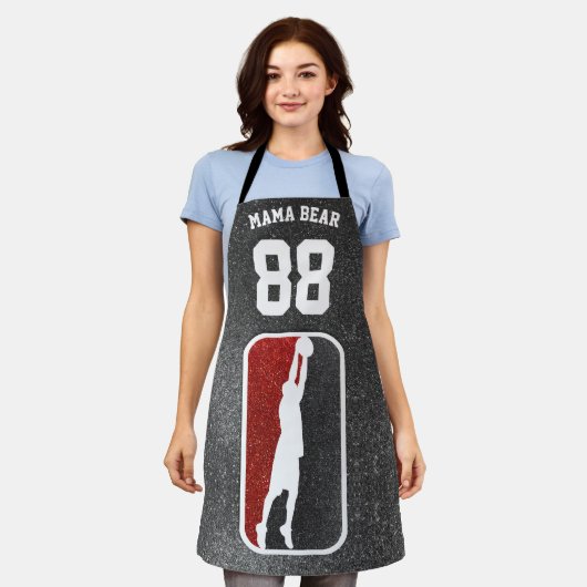 Tablier Équipe de basket-ball de Parties scintillant rouge (Porté)