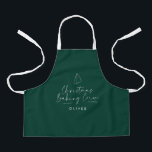 Tablier Équipe de cuisine de Noël moderne minimaliste élég<br><div class="desc">Cuisinière de Noël moderne minimaliste élégant type traditionnel Noël festif cadeau de vacances vert foncé pâtisserie de l'équipage conception tablier.</div>