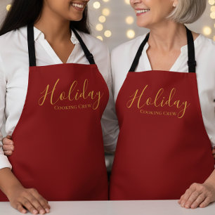 Tablier Équipe de cuisine élégante pour les fêtes en rouge