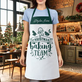 Tablier Équipe de cuisson de Noël personnalisée verte mign
