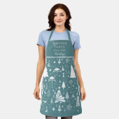 Tablier Équipe de cuisson des fêtes Arbres de Noël Nom per (Porté)