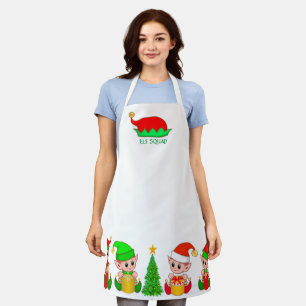 Tablier Équipe de lutins de Noël mignons et sapin de Noël