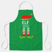 Tablier Équipe de lutins de Noël moderne sur fond vert (Recto)