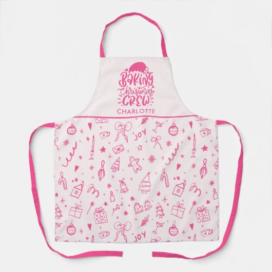 Tablier Équipe de Noël de cuisson dessinée personnalisée (Recto)