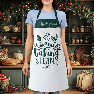 Tablier Équipe de pâtisserie de Noël personnalisée verte m