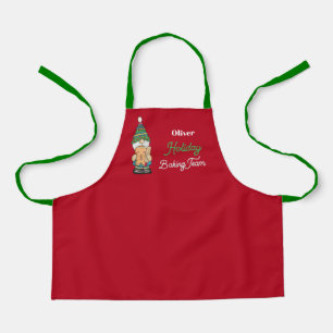 Tablier Équipe de pâtisserie de vacances Cute Gnome Rouge