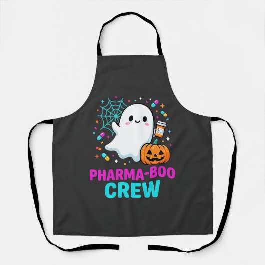 Tablier Équipe de Pharma-Bou du pharmacien Halloween fantô (Recto)