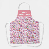 Tablier Eric Carle | Motif alphabet rose et violet (Recto)