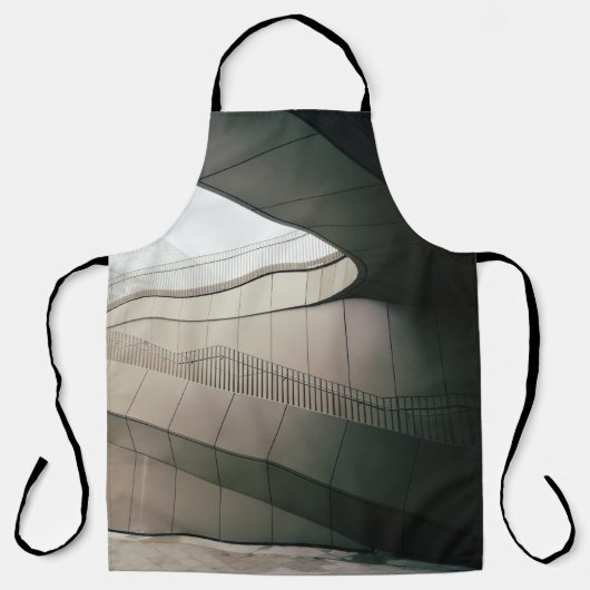 TABLIER ESCALIERS BLANCS EN BÉTON AVEC RAILS EN MÉTAL GRIS (Recto)