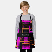 Tablier Escaliers Motif isométrique noir rose Amou (Porté)