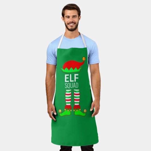 Tablier Escouade d'elfes de Noël moderne sur vert (Porté)