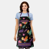 Tablier Espace Abstrait d'hiver cosmique avec nom personna (Porté)