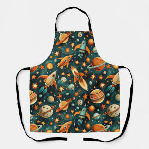 Tablier Espace atomique milieu du siècle Orange sarcelle P