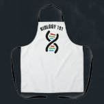 Tablier Espace de science de conception de l'ADN Helix<br><div class="desc">DNA Helix Design Science Apron avec texte personnalisable et couleur arrière - plan.</div>