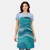 Tablier Espace En Marbre Vert Et Bleu Liquide (Porté)