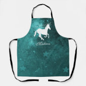 Tablier Espace personnalisé Unicorne turquoise (Recto)