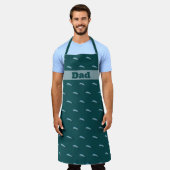 Tablier Espadon Petit Motif Profond Mer Bleu Vert Chefs (Porté)