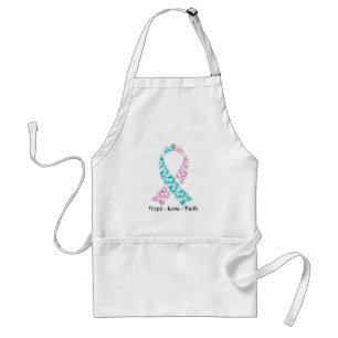 Tablier Espoir Teal et ruban rose de conscience