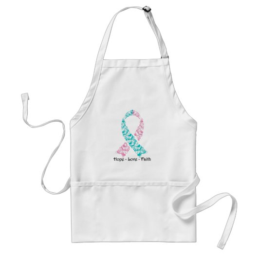 Tablier Espoir Teal et ruban rose de conscience (Devant)