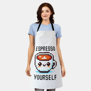 Tablier Espresso Yourself - Drôle Pixel Art Conception Caf