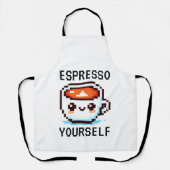 Tablier Espresso Yourself - Drôle Pixel Art Conception Caf (Recto)