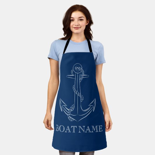 Tablier Esprit Nautione Ancre Bleu Marine (Porté)