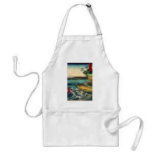 Tablier Estampe japonaise vintage Ukiyo-e Mt. Fuji 房州保田ノ海岸
