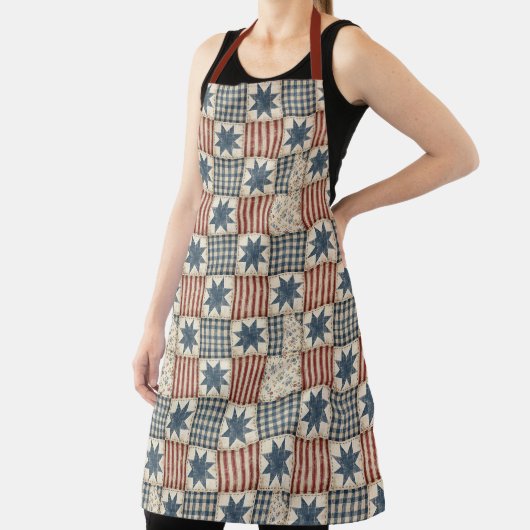 Tablier Esthétique Patchwork Patriotique Vintage (Insitu)