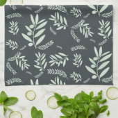 Tablier et serviette de cuisine botanique Olive Br (Plié)
