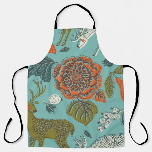 Tablier Eté Jardin Cerf Illustration transparente. (Recto)