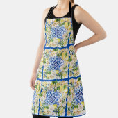 Tablier Été Méditerrannée citron et fleurs imprimés (Insitu)