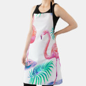Tablier Été tropical avec flamants roses feuilles de palmi (Insitu)