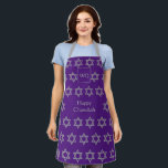 Tablier Étoile de David | HEUREUX CHANUKAH | Monogramme vi<br><div class="desc">Élégant HAPPY CHANUKAH Apron avec faux argent STAR OF DAVID motif contre un arrière - plan royal violet. Au milieu il y a un texte CUSTOMIZABLE qui lit HAPPY CHANUKAH dans la fausse typographie argentée. En haut il y a un MONOGRAM PERSONNALISABLE, que vous pouvez remplacer par le vôtre. Éléments...</div>