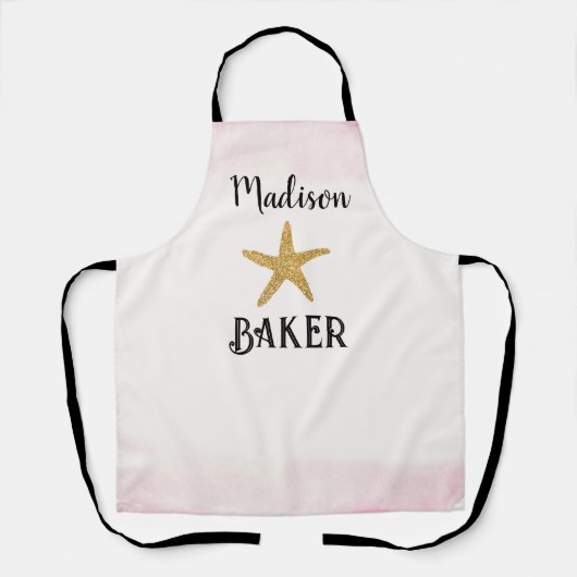 Tablier Étoile personnalisée Baker Pink Ombre (Recto)
