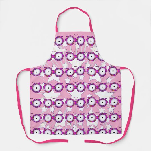 Tablier Étoiles Avec Lunettes Rose Clair (Recto)