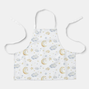 Tablier Etoiles de lune d'aquarelle et Motif de nuage