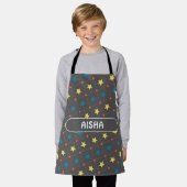 Tablier Étoiles gris jaune Motif minimal (Porté)