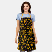 Tablier Étoiles Jaune Doré Pailleté Design  (Porté)