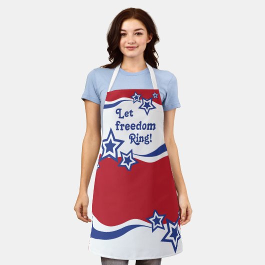 Tablier Étoiles rouge, blanche et bleue (Porté)
