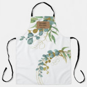 Tablier Eucalyptus d'or Salon de verdure Monogramme Apron (Recto)
