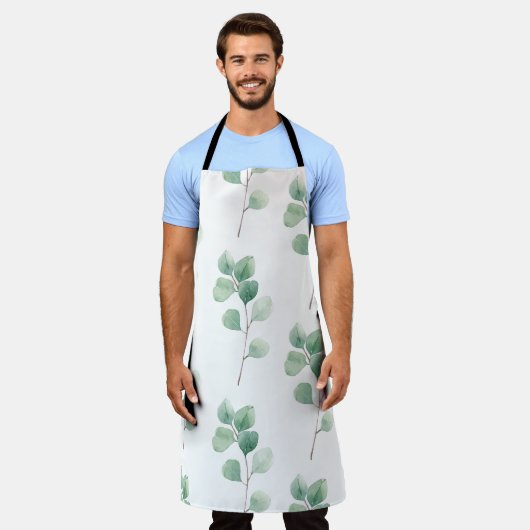 Tablier Eucalyptus Motif vert (Porté)
