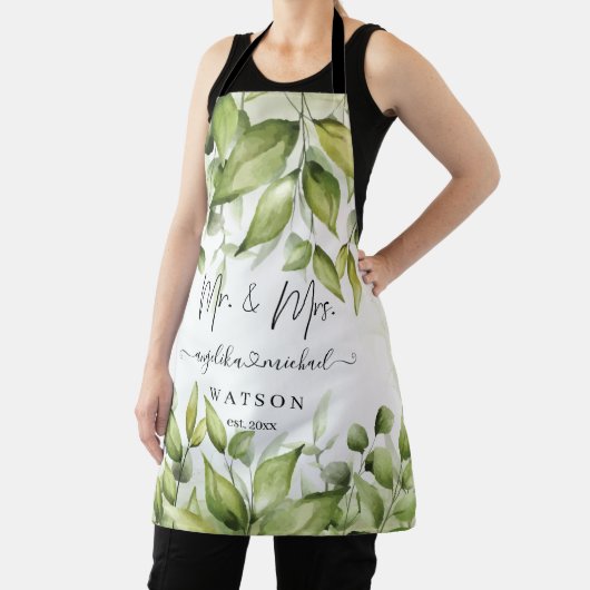 Tablier Eucalyptus Verdure Blush Moderne Script tendance M (Insitu)