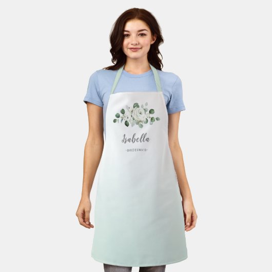 Tablier Eucalyptus Verdure fleurie bridesmaid personnalisé (Porté)