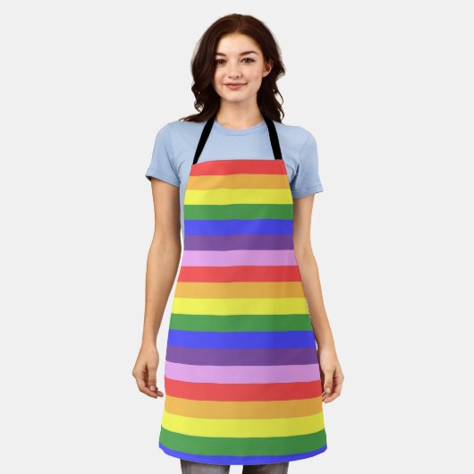 Tablier Excellente qualité Rainbow Stripe Bright Colors (Porté)